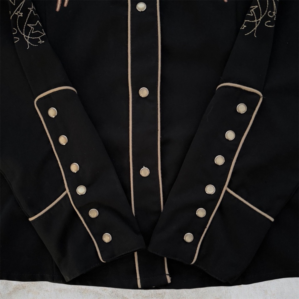 SCULLY Black Embroidered Horses Long Sleeve Western Shirt ~ Women’s Small - Picture 9 of 13